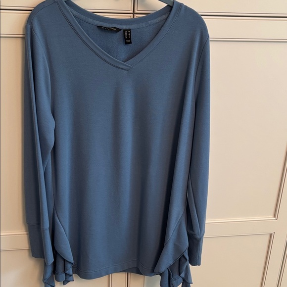 H by Halston Blue Long Sleeve Blouse - Picture 1 of 5